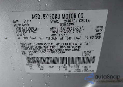 2014 Ford Edge Se z USA, uszkodzony, nr VIN 2FMDK3GC0EBB60426